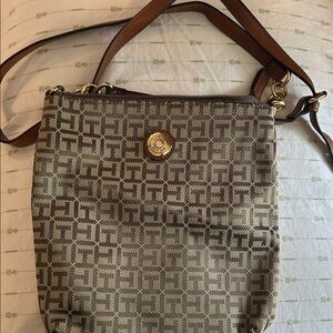 Elegant Tan Patterned Crossbody Bag